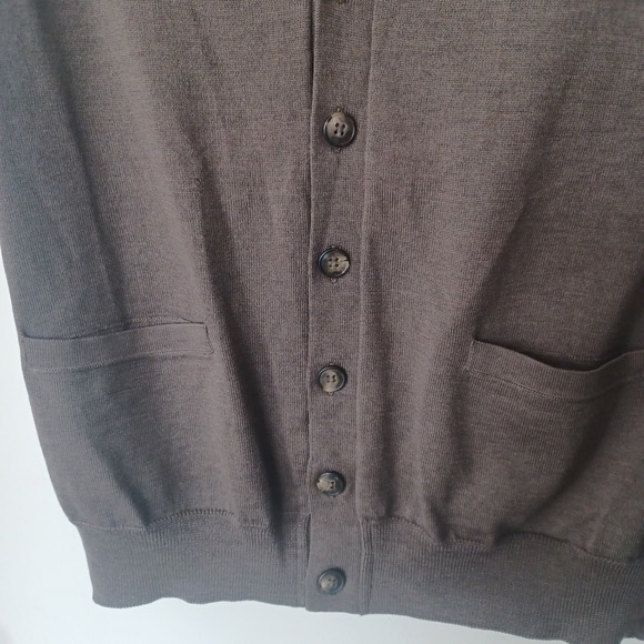 Paul Fredrick Men's S Vest Brown Merino Wool V-Neck Button Front Preppy Classic - Picture 4 of 8